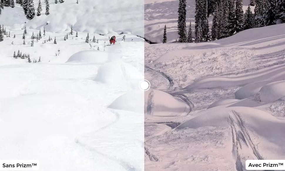 Détail des verres Oakley Prizm Snow avec renforcement de contraste